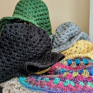 Gray Crochet Bucket Hat Crochet by me (Gwen B)